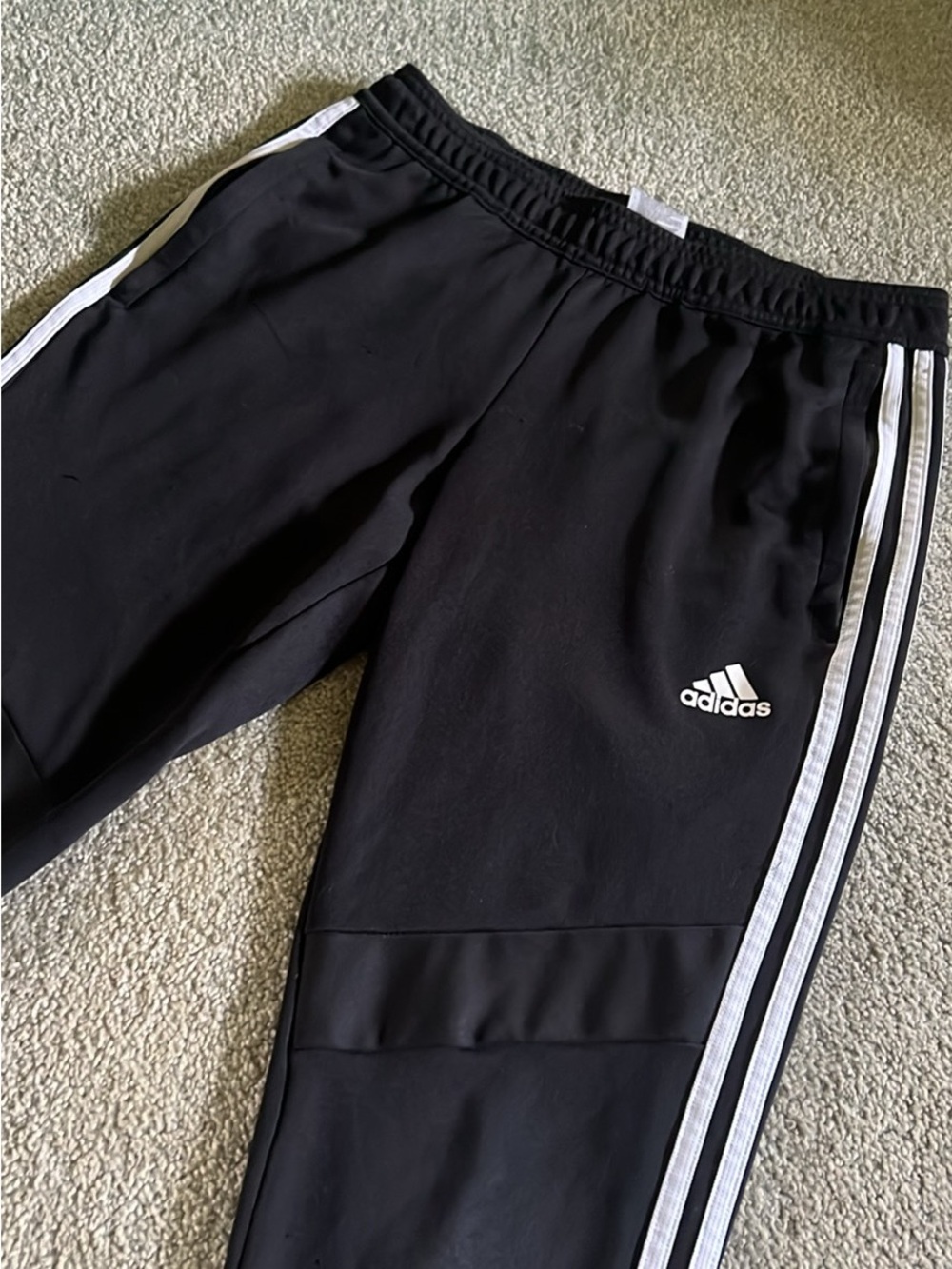 adidas Black Joggers with White Side Stripes